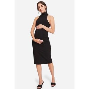NWT HATCH The Body Halter Dress Black Maternity Midi XS